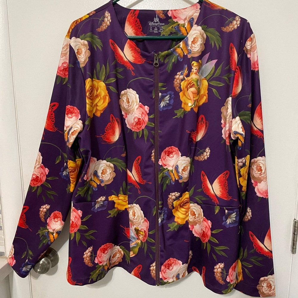 Disney Parks Full Zip Long Sleeve
floral purple Tinker bell Athletic Jacket XL